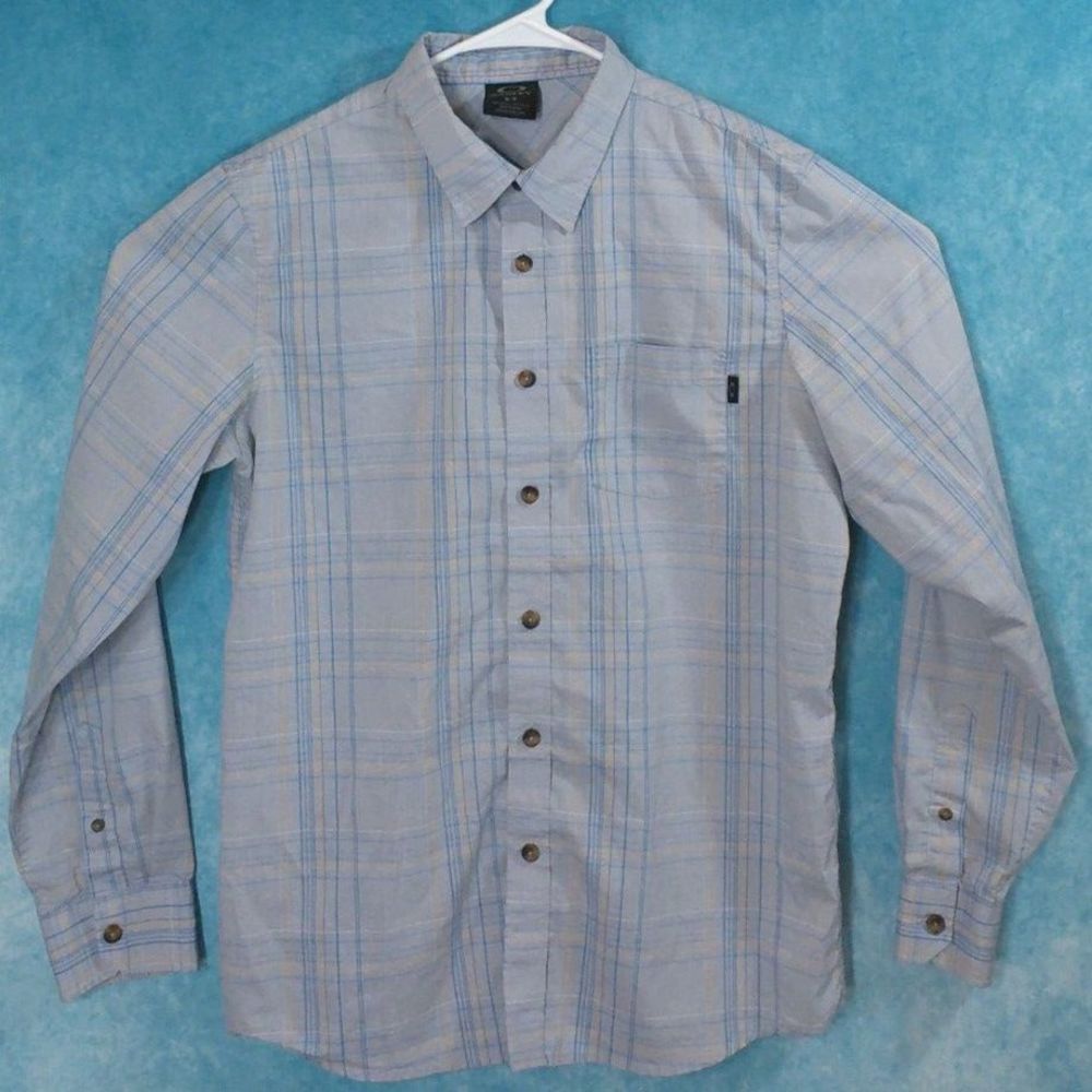 OAKLEY Long Sleeve Button Up Men's Shirt, Blue Plaid, Size Small